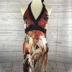 Cache Womens Dress Size 8 Tie Neck Side Zip Silk